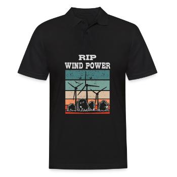 Windkraft RIP, Nein zu Windenergie - Männer Poloshirt - Schwarz - Vorne - Kai (181cm)