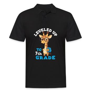 In die 7. Klasse hochgestuft - Lustige Giraffe - Männer Poloshirt - Schwarz - Vorne - Kai (181cm)