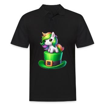 Süßes Einhorn St. Patrick's Day Kleeblatt - Männer Poloshirt - Schwarz - Vorne - Kai (181cm)
