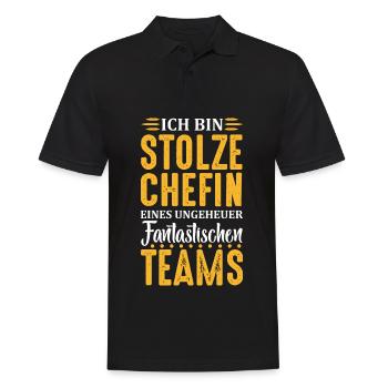 Stolze Chefin Chef Frau Abteilungsleiter Teamchef - Männer Poloshirt - Schwarz - Vorne - Kai (181cm)