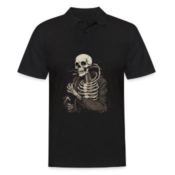 Halloween Skelett - Männer Poloshirt - Schwarz - Vorne - Kai (181cm)