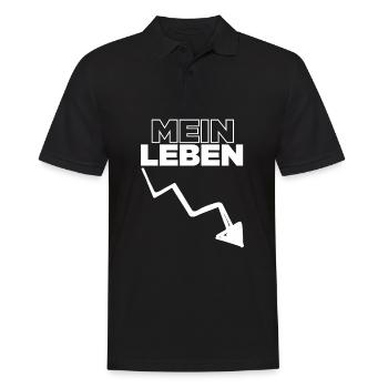 Mein Leben - Spruch / Bergab - Männer Poloshirt - Schwarz - Vorne - Kai (181cm)