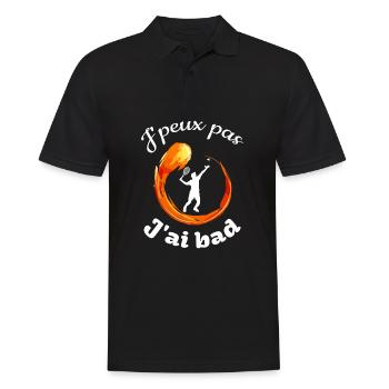 j'peux pas j'ai bad fond noir humour badminton - Polo Homme - noir - Devant - Kai (181cm)