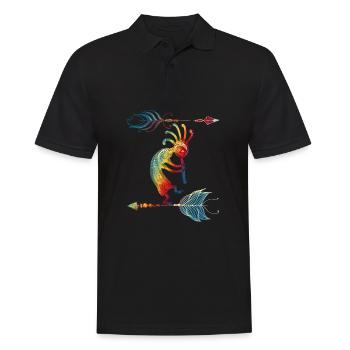 Native American Kokopelli With Two Feathers 1 - Polo Homme - noir - Devant - Kai (181cm)
