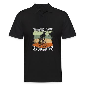 Gegenwind Formt den Charakter Fahrrad Spruch - Männer Poloshirt - Schwarz - Vorne - Kai (181cm)