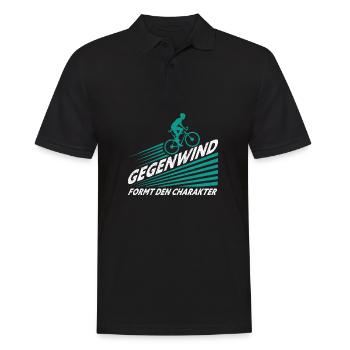 Gegenwind Formt den Charakter Fahrrad Spruch - Männer Poloshirt - Schwarz - Vorne - Kai (181cm)