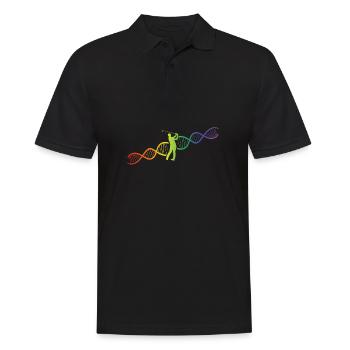 DNA Helix Regenbogen Genetik Golf Bunt - Männer Poloshirt - Schwarz - Vorne - Kai (181cm)