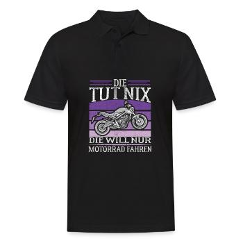 Die tut nix die will nur Motorrad fahren Bikerin - Männer Poloshirt - Schwarz - Vorne - Kai (181cm)