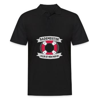 Bademeister Chlor ist mein Parfum Schwimmbad - Männer Poloshirt - Schwarz - Vorne - Kai (181cm)