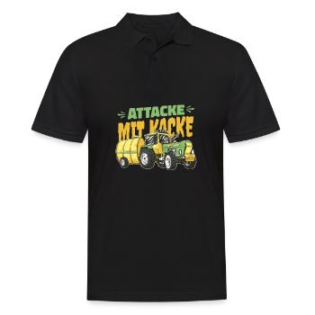 Attacke mit Kacke Lustig Bauer und Landwirt Spruch - Männer Poloshirt - Schwarz - Vorne - Kai (181cm)