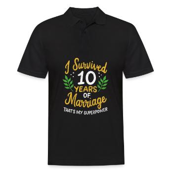 10. Hochzeitstag überlebte 10 Jahre - Männer Poloshirt - Schwarz - Vorne - Kai (181cm)