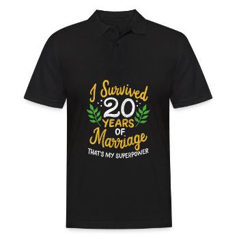 20th Wedding Anniversary Survived 20 Years Of - Men's Polo Shirt - black - Front - Kai (181cm)