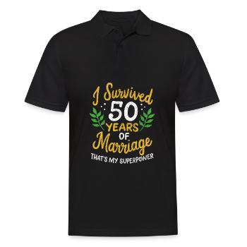 50e anniversaire de mariage a survécu à 50 ans - Polo Homme - noir - Devant - Kai (181cm)