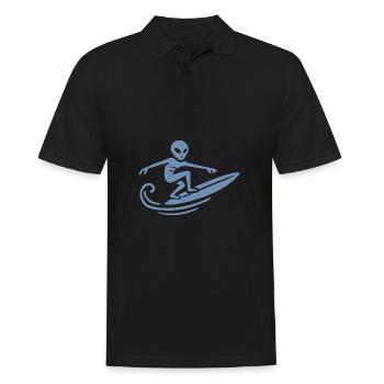 Alien Surfer Surfing Surfboard Summer Surfing - Men's Polo Shirt - black - Front - Kai (181cm)