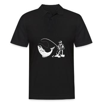 Angler Forelle Fliegenfischen Design Geschenke - Männer Poloshirt - Schwarz - Vorne - Kai (181cm)