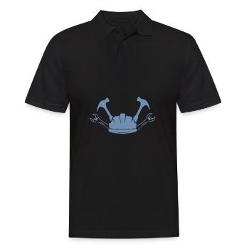 Construction Site Construction Worker Craft Helmet Silhouette - Men's Polo Shirt - black - Front - Kai (181cm)