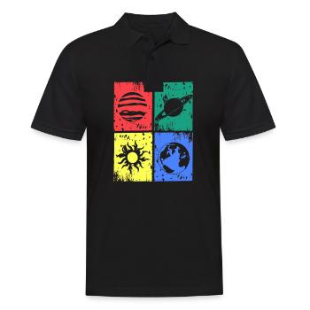 Planeten Universum Sonne Erde Farbe - Männer Poloshirt - Schwarz - Vorne - Kai (181cm)