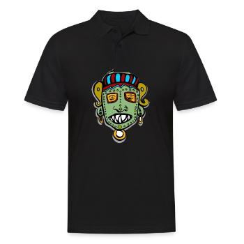 Visage de tête de masque tribal indien maya inka - Polo Homme - noir - Devant - Kai (181cm)