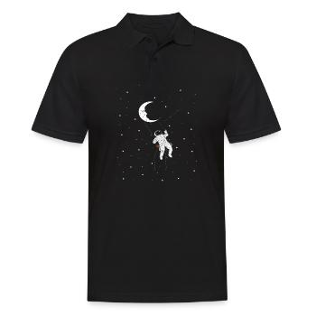 Astronaut Moon Swing, Funny Spaceman On Moon - Men's Polo Shirt - black - Front - Kai (181cm)