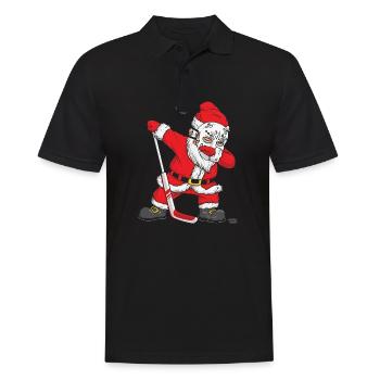 Weihnachten Santa Tupfer Hockeyspieler DAB Xmas - Männer Poloshirt - Schwarz - Vorne - Kai (181cm)
