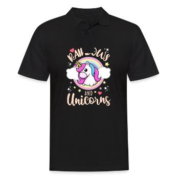 Regenbogen und Einhorn - Männer Poloshirt - Schwarz - Vorne - Kai (181cm)