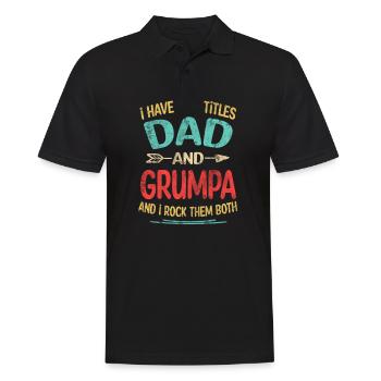 J’ai deux titres Papa et Grumpa Je les rock tous les deux - Polo Homme - noir - Devant - Kai (181cm)