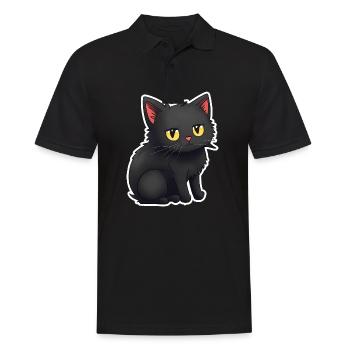 Cute Black Cats Sticker Stickers - Men's Polo Shirt - black - Front - Kai (181cm)