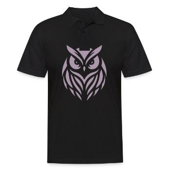 Weise Waldeule: Silhouettenkunst des Waldkauzes - Männer Poloshirt - Schwarz - Vorne - Kai (181cm)