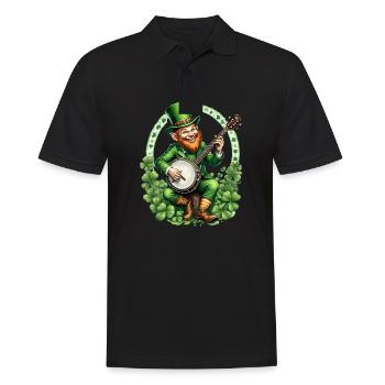 Leprechaun Banjo Player I Irish Music I St. - Männer Poloshirt - Schwarz - Vorne - Kai (181cm)