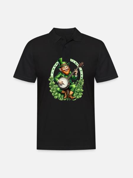 Leprechaun Joueur de banjo I Musique irlandaise I St. - Polo Homme - noir