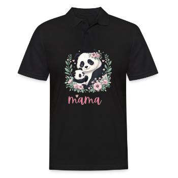 Panda Lover I Mama Panda And Cub Mother's Day - Männer Poloshirt - Schwarz - Vorne - Kai (181cm)