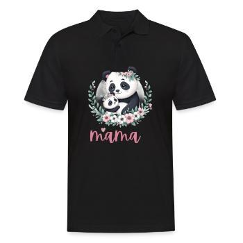 Panda Lover I Mama Panda And Cub Mother's Day - Männer Poloshirt - Schwarz - Vorne - Kai (181cm)