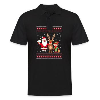 Ugly Christmas Santa Dabbing Elf Rentier - Männer Poloshirt - Schwarz - Vorne - Kai (181cm)