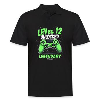 Level 12 Birthday Boy Gamer 12th Birthday - Men's Polo Shirt - black - Front - Kai (181cm)