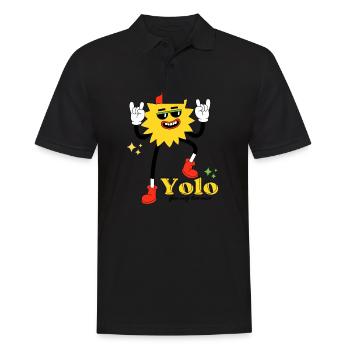 YOLO T-Shirt – Lebe den Moment! - Männer Poloshirt - Schwarz - Vorne - Kai (181cm)