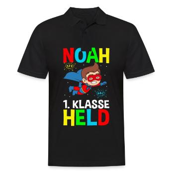 Schulkind Noah 1. Klasse Held - Männer Poloshirt - Schwarz - Vorne - Kai (181cm)