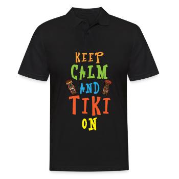 Restez calme et faites du tiki hawaïen luau p - Polo Homme - noir - Devant - Kai (181cm)