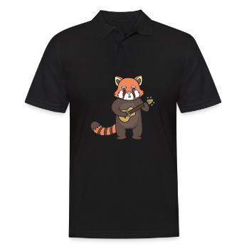 Un panda rouge joue de la guitare. - Polo Homme - noir - Devant - Kai (181cm)