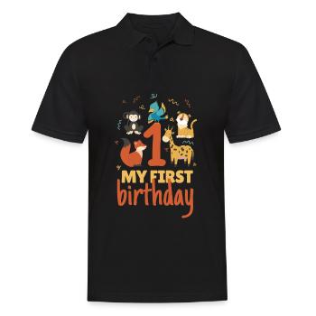 1er anniversaire animaux cadeau bébé 1 ans enfants - Polo Homme - noir - Devant - Kai (181cm)