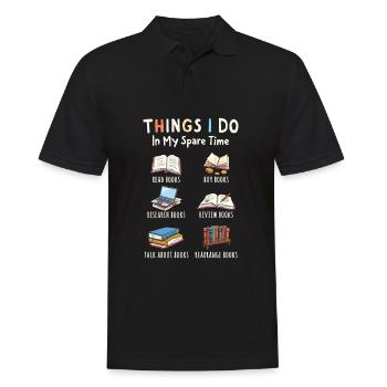 Was ich in meiner Freizeit mache: Alles über Büche - Männer Poloshirt - Schwarz - Vorne - Kai (181cm)