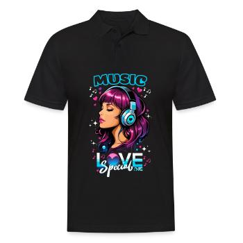 Liebesmusik - Musikfan - Liebesfrequenz - Männer Poloshirt - Schwarz - Vorne - Kai (181cm)