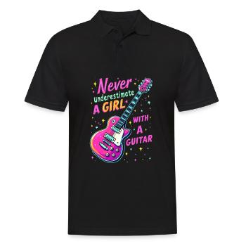 Fille avec guitare - Polo Homme - noir - Devant - Kai (181cm)