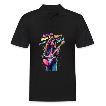 Fille avec guitare - Polo Homme - noir - Devant - Kai (181cm)