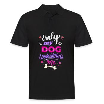 Seul mon chien me comprend Drôle de chien dire - Polo Homme - noir - Devant - Kai (181cm)
