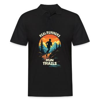 Real Runners Run Trails - Trail Running - Men's Polo Shirt - black - Front - Kai (181cm)