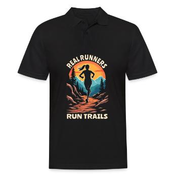 Real Runners Run Trails - Trail Running - Men's Polo Shirt - black - Front - Kai (181cm)