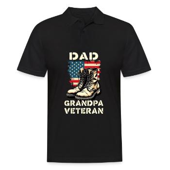 Fier papa grand-père vétéran bottes patriotique États-Unis - Polo Homme - noir - Devant - Kai (181cm)