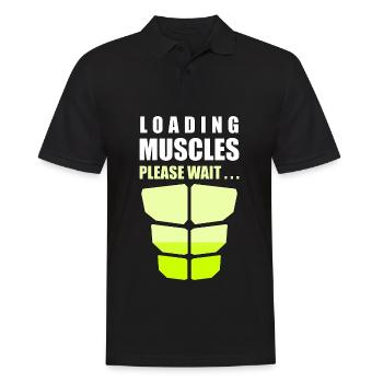 Belastung der Muskeln bitte warten - Männer Poloshirt - Schwarz - Vorne - Kai (181cm)