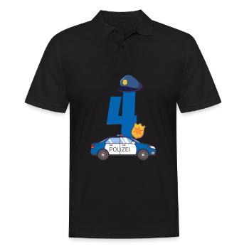 Kindergeburtstag Polizist 4 Jahre Kinder Polizei - Männer Poloshirt - Schwarz - Vorne - Kai (181cm)