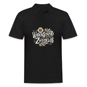 65. Geburtstag Widerstand ist zwecklos - Männer Poloshirt - Schwarz - Vorne - Kai (181cm)